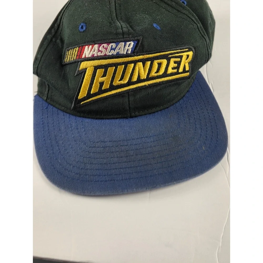 Nascar Thunder Ball Cap Snapback Hat‎ Checkered Flag Black Blue